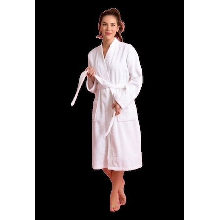 Women's Terry White Bathrobe White 100% Cotton One Size